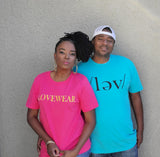 Model is shown with his lovely wife displaying our Fuchsia Flare. Order both looks today.